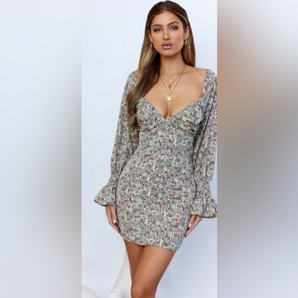 NWT Hello Molly Love First floral mini dress in orange + green
